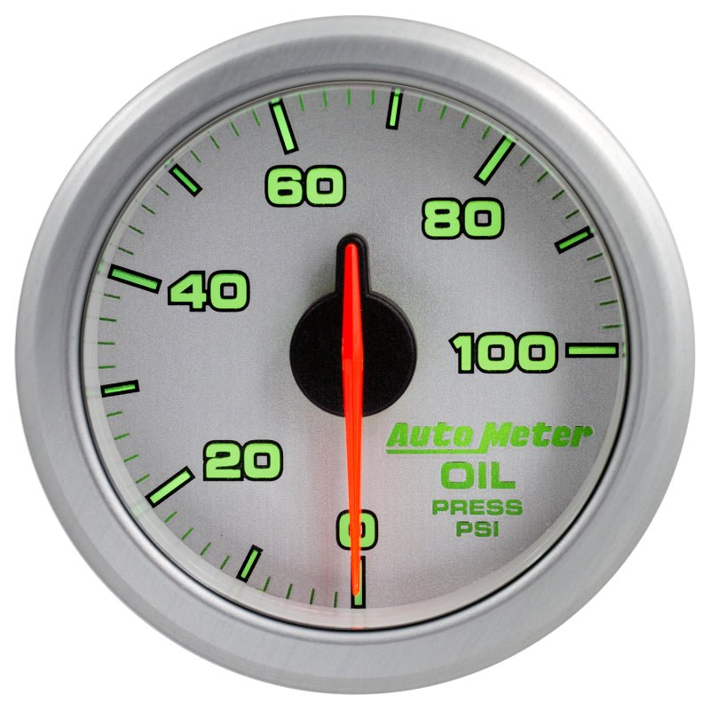 Autometer Airdrive 2-1/6in Oil Pressure Gauge 0-100 PSI - Silver AutoMeter Gauges