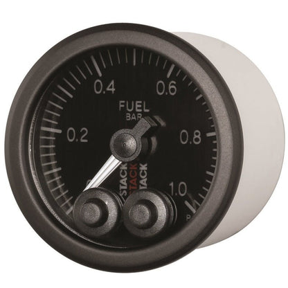 Autometer Stack 52mm 0-1 Bar M10 Male Pro-Control Fuel Pressure Gauge - Black AutoMeter Gauges