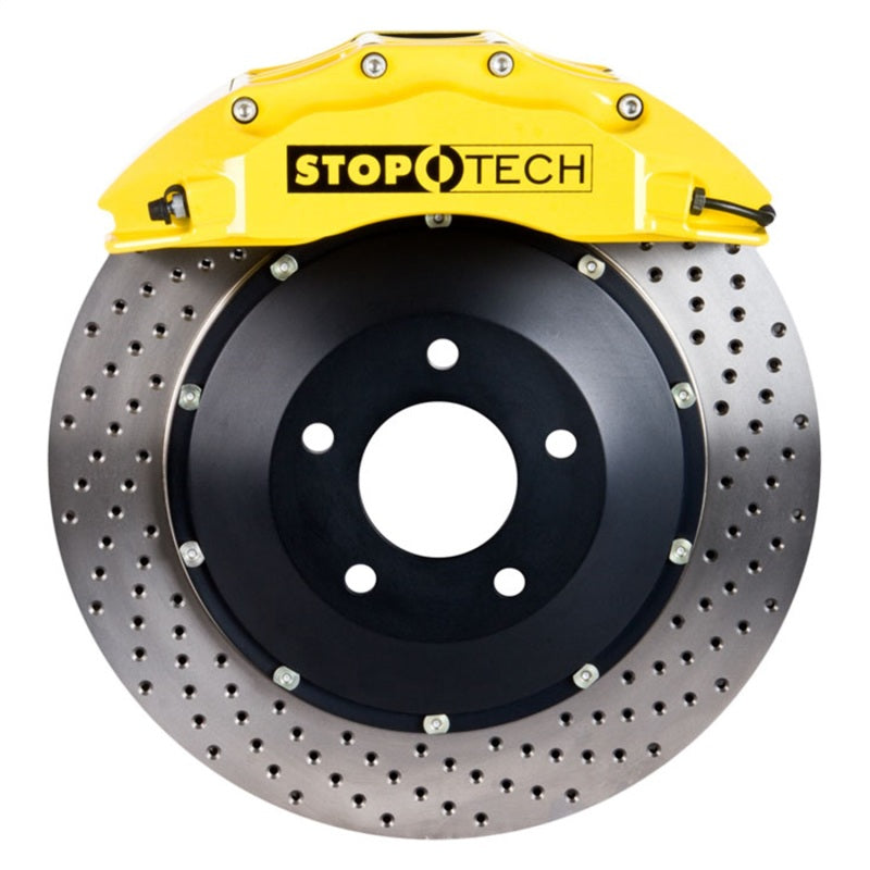StopTech 14-15 Chevy Corvette Z51 Front BBK w/ Yellow ST-60 Calipers Drilled 380x32mm Rotors Pads Stoptech Big Brake Kits