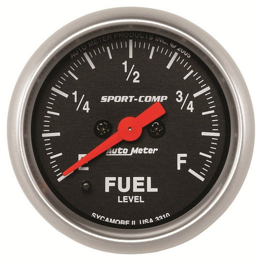 Autometer Sport Comp 52mm Full Sweep Electronic Fuel Level Programmable Empty-Full Range Gauge AutoMeter Gauges