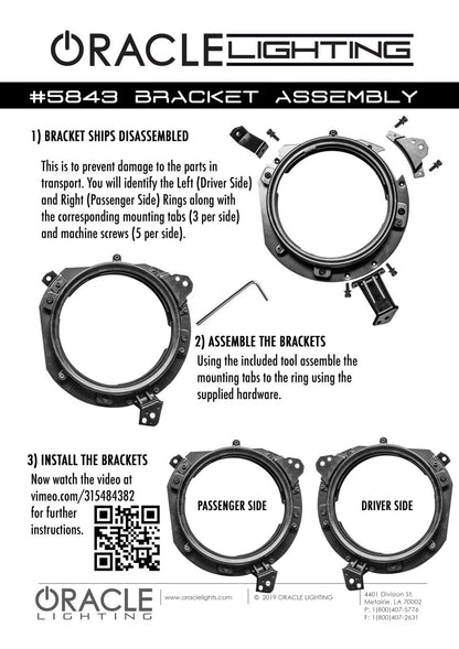 Oracle Jeep Wrangler JL/ Gladiator JT Adjustable 7in. Headlight Brackets (Pair) SEE WARRANTY