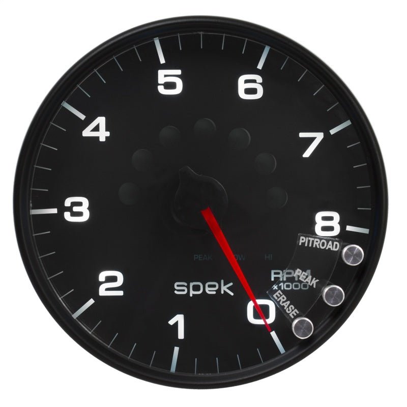 Autometer Spek-Pro Gauge Tachometer 5in 8K Rpm W/Shift Light & Peak Mem Black/Black AutoMeter Gauges