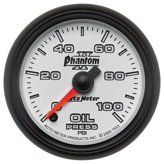 Autometer Phantom II 52mm Full Sweep Electronic 0-100 PSI Oil Pressure Gauge AutoMeter Gauges