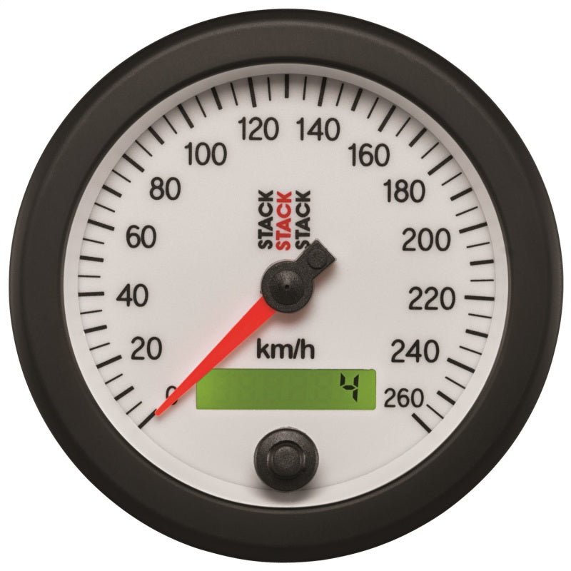 Autometer Stack Instruments 88MM 0-260 KM/H Programmable Speedometer - White AutoMeter Gauges