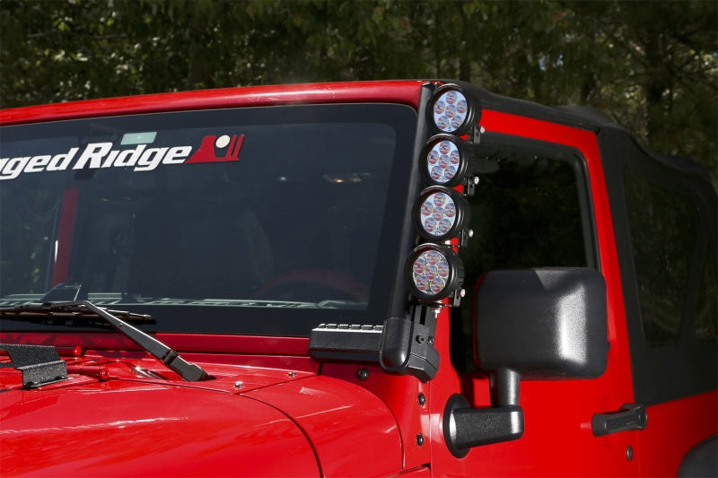 Rugged Ridge 07-18 Jeep Wrangler JK Elite Fast Track Windshield Light Bar Mount w/o Crossbar Rugged Ridge Light Mounts