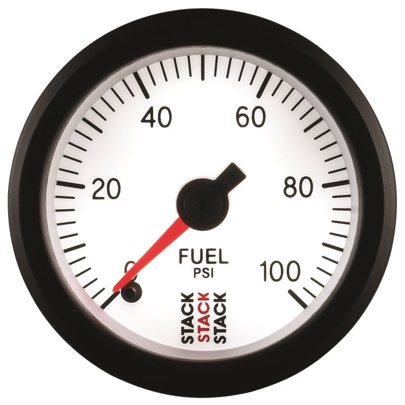 Autometer Stack 52mm 0-100 PSI 1/8in NPTF Male Pro Stepper Motor Fuel Pressure Gauge - White AutoMeter Gauges