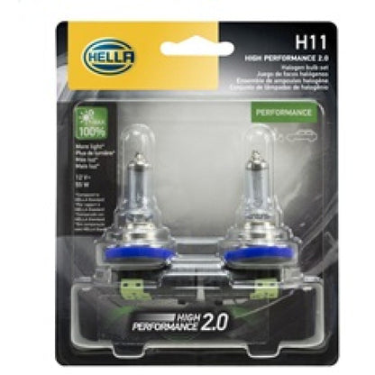 Hella H11 12V 55W PGJ19-2 HP2.0 Performance Halogen Bulb - Pair Hella Bulbs