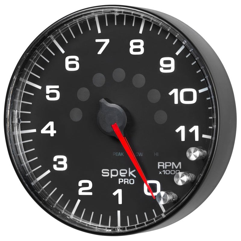 Autometer Spek-Pro Gauge Tachometer 5in 11K Rpm W/Shift Light & Peak Mem Black/Black AutoMeter Gauges