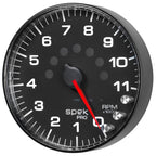 Autometer Spek-Pro Gauge Tachometer 5in 11K Rpm W/Shift Light & Peak Mem Black/Black AutoMeter Gauges