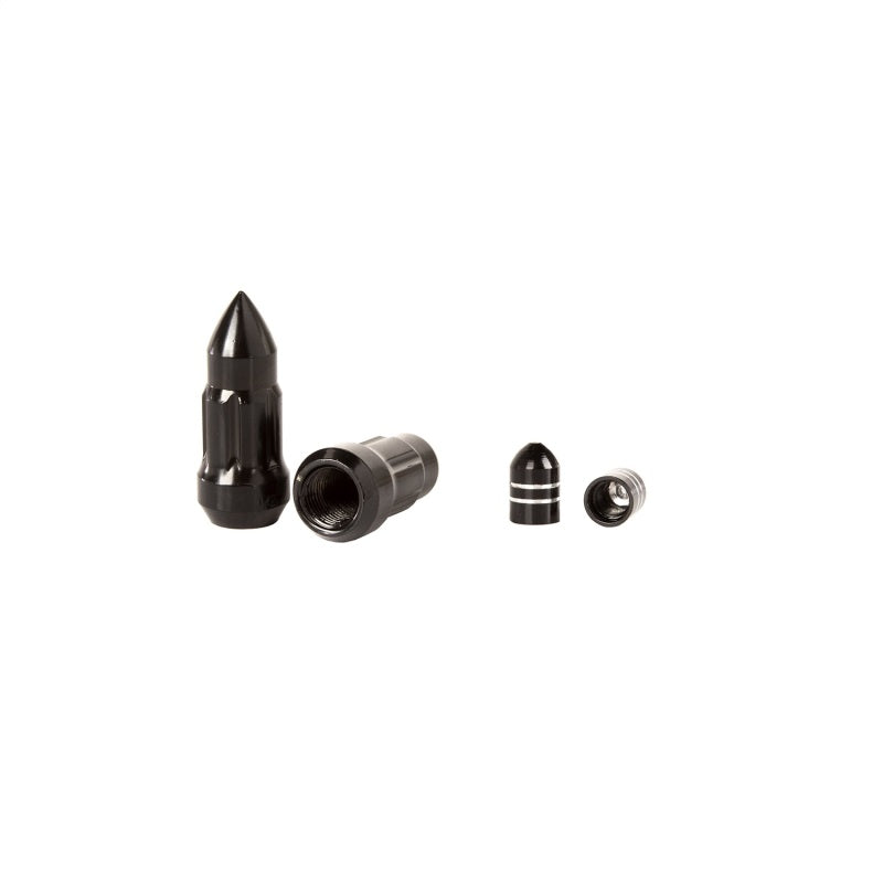 Rugged Ridge Bullet Lug Nut and Valve Stem Cap Kit Black 1/2-20 Rugged Ridge Lug Nuts