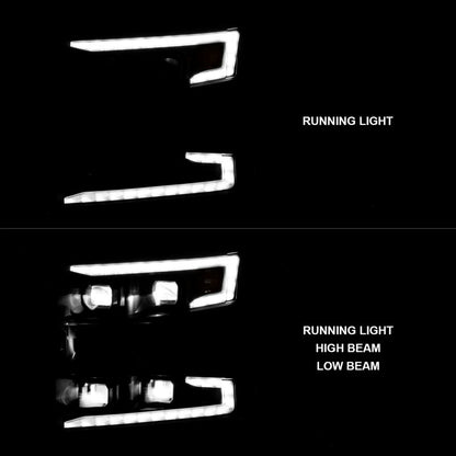 ANZO 19-22 Chevrolet Silverado 1500 LED Proj HL w/Lgt Bar SwBk Seq. Blk w/In. Light - Passenger Side