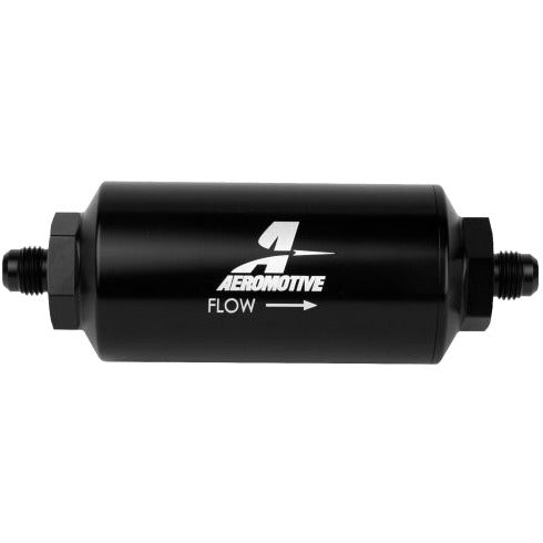 Aeromotive In-Line Filter - (AN-6 Male) 10 Micron Microglass Element Bright Dip Black Finish Aeromotive Fuel Filters