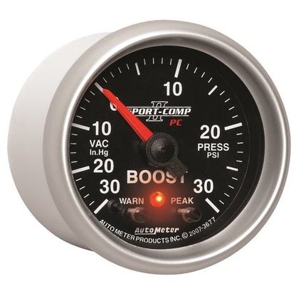 Autometer Sport-Comp II 52mm 30 IN HG / 30 PSI Electronic Boost/Vacuum Gauge AutoMeter Gauges