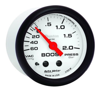 Autometer Phantom 2-1/16in 60CM/HG - 2.0 Bar - Mechanical Gauge AutoMeter Gauges