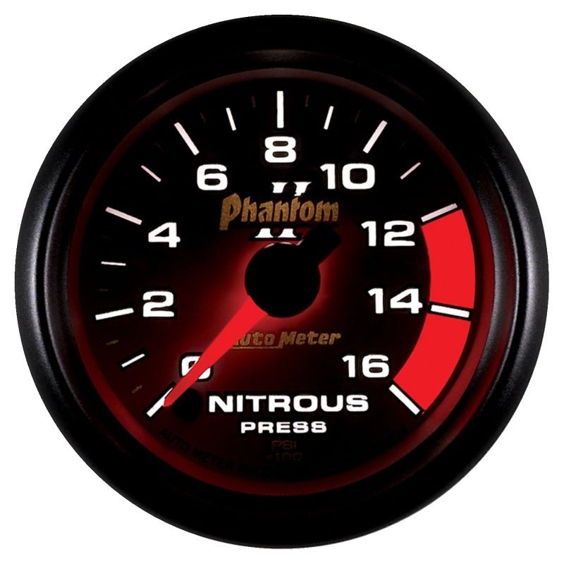 Autometer Phantom II 2-1/16in 0-1600 PSI Electrical Nitrous Pressure Gauge AutoMeter Gauges