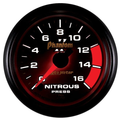 Autometer Phantom II 2-1/16in 0-1600 PSI Electrical Nitrous Pressure Gauge AutoMeter Gauges