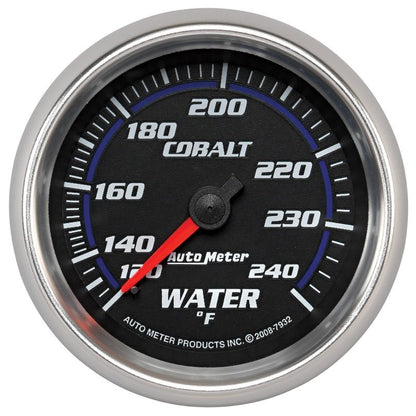 Autometer Cobalt 66mm 120-240 Degree F Mechanical Water Temperature Gauge AutoMeter Gauges
