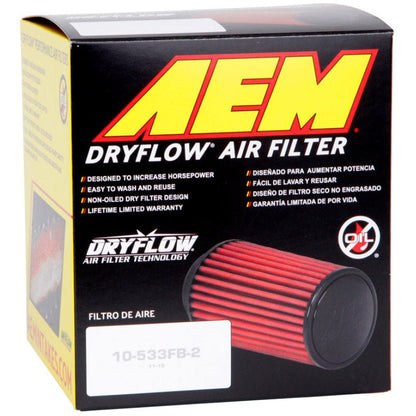 AEM DryFlow Air Filter 2-3/4in. Flange / 4in. OD / 5in. H / 10 Degree Flg. (Special Order) AEM Induction Air Filters - Universal Fit