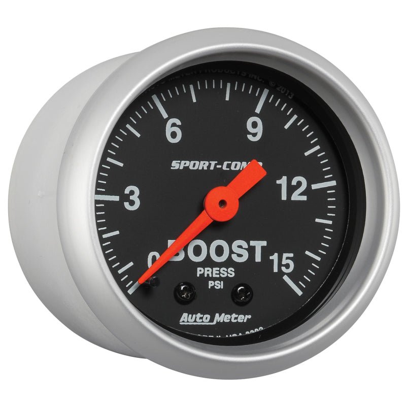 Autometer 2-1/16in 0-15 PSI Mechanical Sport-Comp Boost Pressure Gauge AutoMeter Gauges