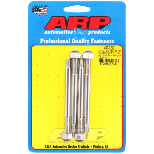 ARP 5/16-24 X 3.750 SS Hex Water Pump Pulley w/ 2.500in Fan Spacer Stud Kit ARP Hardware - Singles