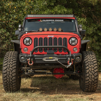 Rugged Ridge Arcus Front Bumper Tube Overrider Black JK Rugged Ridge Bumpers - Steel