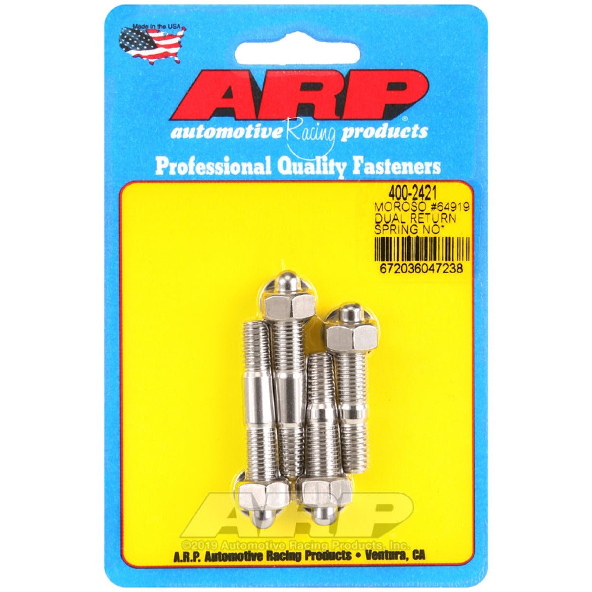 ARP Moroso 64919 Dual Return Spring no Spacer Plate SS Carb Stud Kit ARP Hardware - Singles