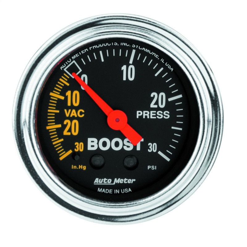 AutoMeter Gauge Vac/Boost 2-1/16in. 30Inhg-30PSI Mechanical Traditional Chrome AutoMeter Gauges