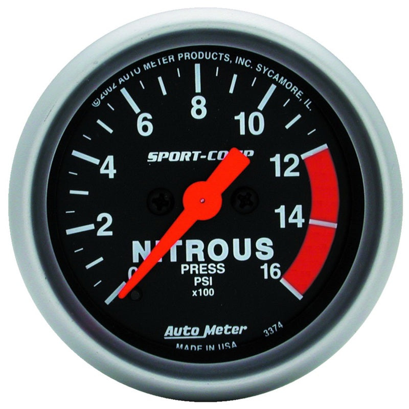 AutoMeter Gauge Nitrous Pressure 2-1/16in. 1600PSI Digital Stepper Motor Sport-Comp AutoMeter Gauges