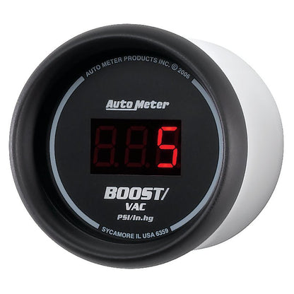 Autometer Black 52mm 30 In Hg.-Vac./30 PSI Digital Vacuum/Boost Gauge AutoMeter Gauges