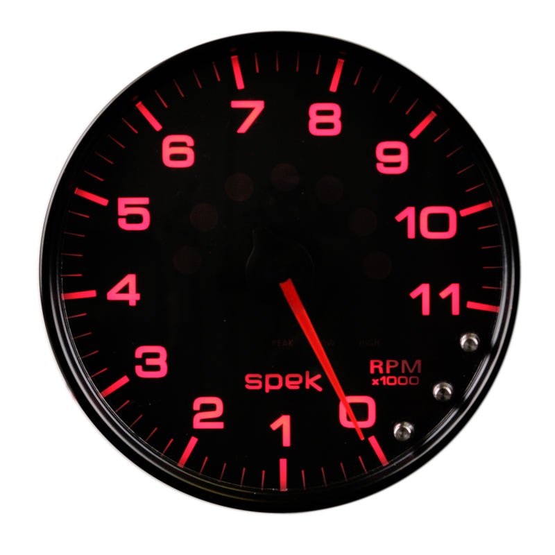 Autometer Spek-Pro Gauge Tachometer 5in 11K Rpm W/Shift Light & Peak Mem Black/Black AutoMeter Gauges