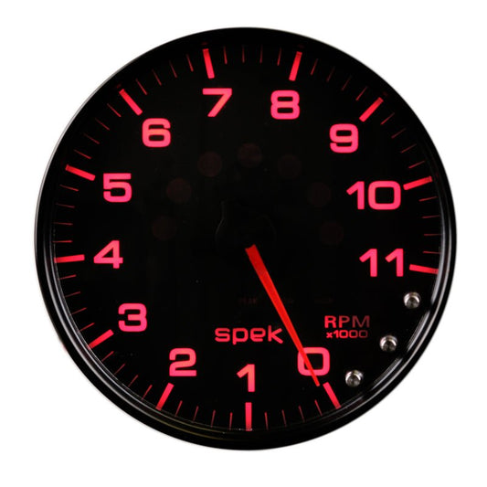 Autometer Spek-Pro Gauge Tachometer 5in 11K Rpm W/Shift Light & Peak Mem Black/Black AutoMeter Gauges