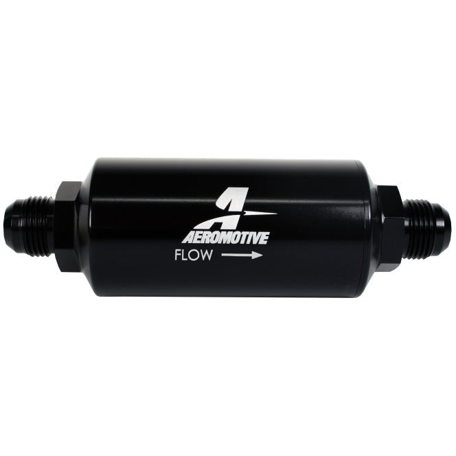 Aeromotive In-Line Filter - AN -10 size Male - 10 Micron Microglass Element - Bright-Dip Black Aeromotive Fuel Filters