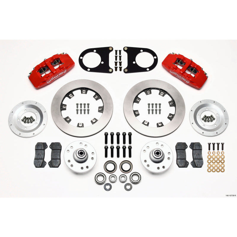 Wilwood Dynapro 6 Front Hub Kit 12.19in Red 37-48 Ford Psgr. Car Spindle Wilwood Big Brake Kits