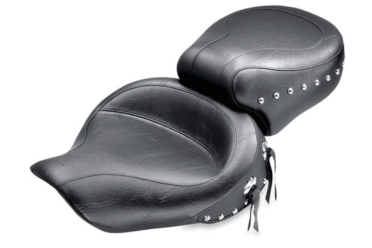 Mustang 91-05 Harley Dyna Wide Touring 1PC Seat w/Studs - Black