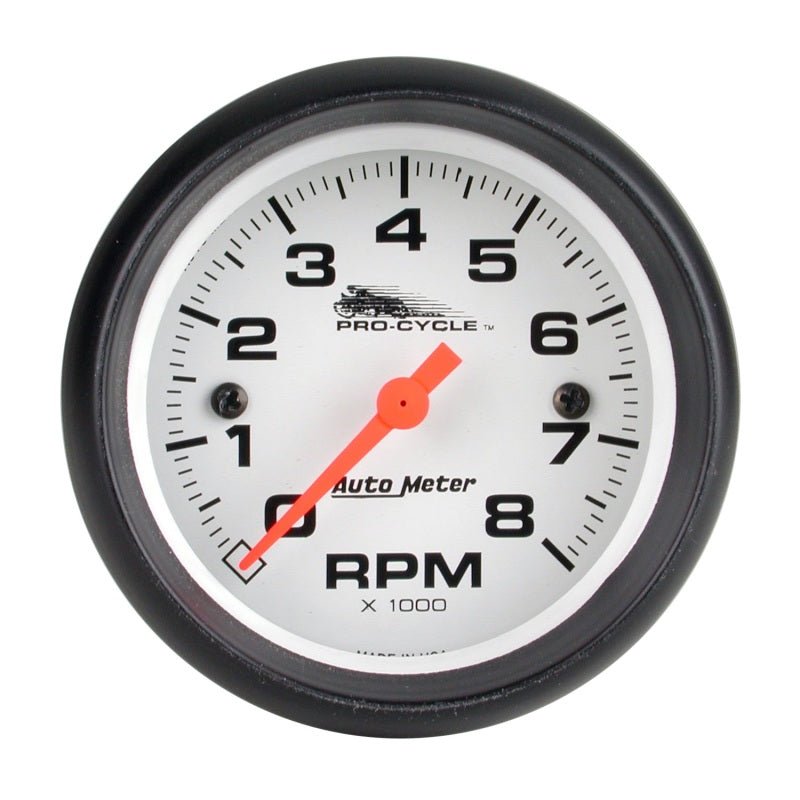 Autometer Pro-Cycle Gauge Tach 2 5/8in 8K Rpm 2&4 Cylinder White AutoMeter Gauges