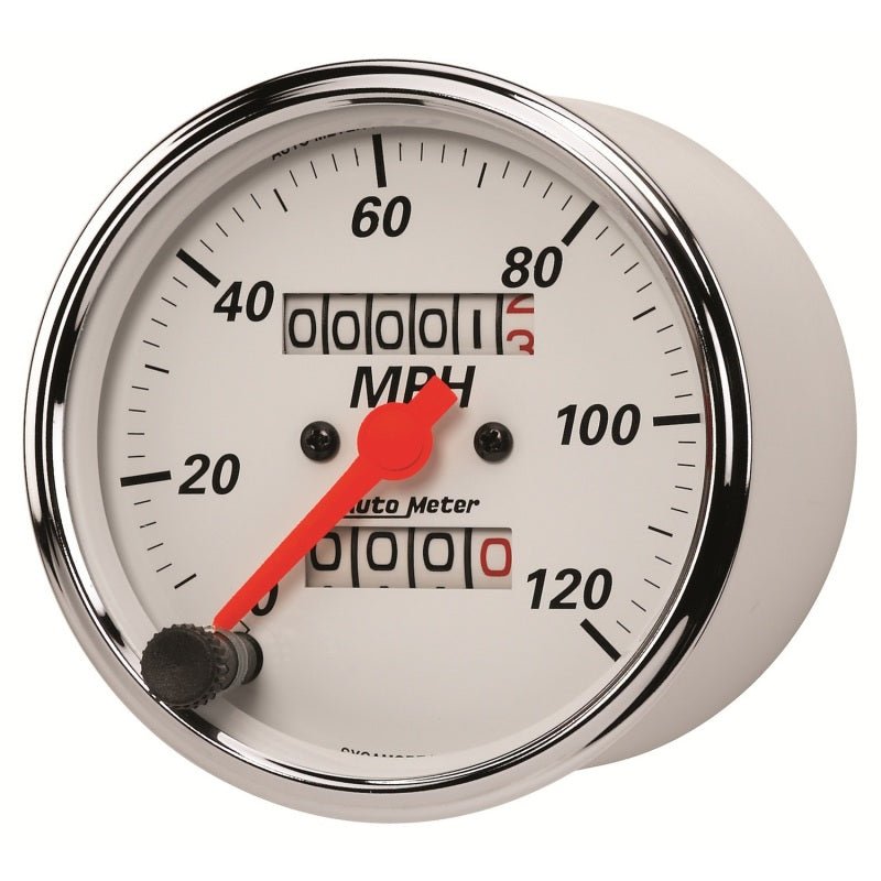 Autometer Arctic White 3-1/8in 0-120 MPH Mechanical Speedometer Gauge AutoMeter Gauges