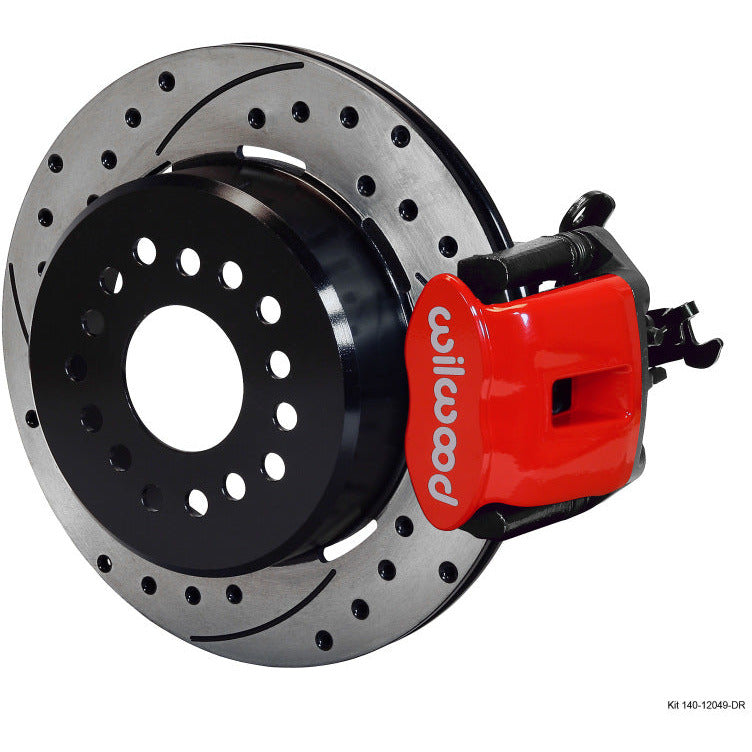 Wilwood Combination Parking Brake Rear Kit 12.19in Dia 0.81in Rotor Thickness - Red Drilled Wilwood Brake Calipers - Perf