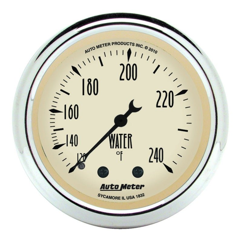 Autometer 2-1/16 inch Mechanical Antique Beige Water Temp Gauge 120-240 Deg F AutoMeter Gauges