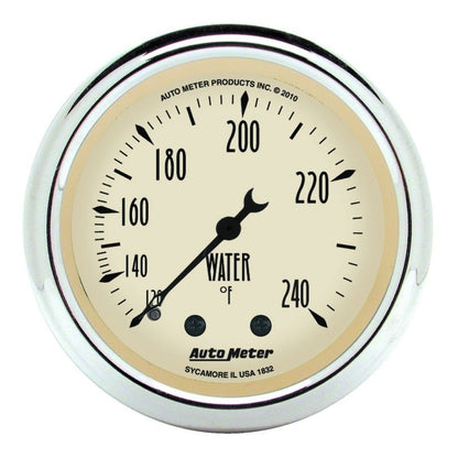 Autometer 2-1/16 inch Mechanical Antique Beige Water Temp Gauge 120-240 Deg F AutoMeter Gauges