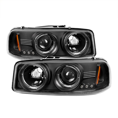 Spyder GMC Sierra 1500/2500/3500 99-06 Projector Headlights LED Halo LED Black PRO-YD-CDE00-HL-BK