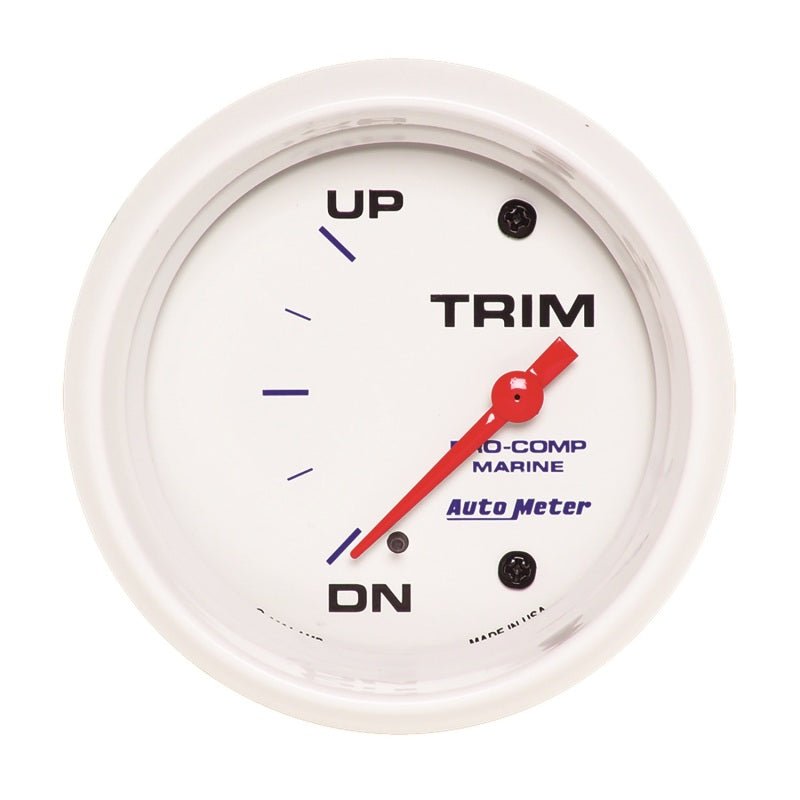Autometer Marine White Gauge 2-5/8in Electric Trim Level Gauge 0OHM Down - 90OHM Up AutoMeter Gauges