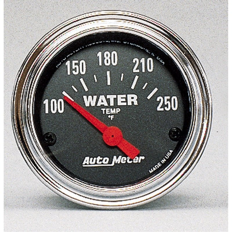 Autometer Traditional Chrome 52mm 100-250 Deg F Short Sweep Electricall Water Temperataure Gauge AutoMeter Gauges