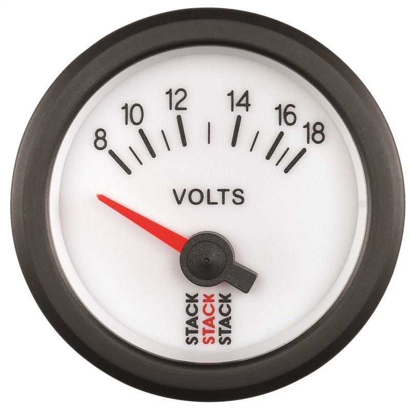 Autometer Stack 52mm 8-18V Electric Battery Voltage Gauge - White AutoMeter Gauges