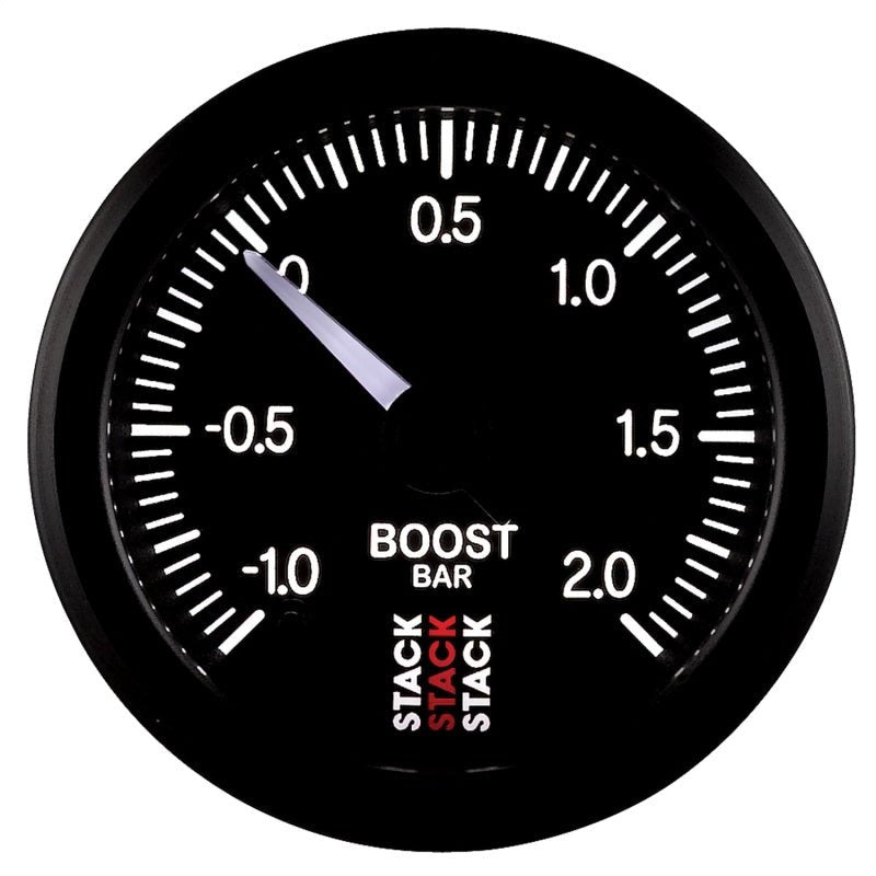 Autometer Stack 52mm -1 to +2 Bar (Incl T-Fitting) Pro Stepper Motor Boost Pressure Gauge - Black AutoMeter Gauges