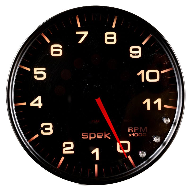Autometer Spek-Pro Gauge Tachometer 5in 11K Rpm W/Shift Light & Peak Mem Black/Smoke/Black AutoMeter Gauges
