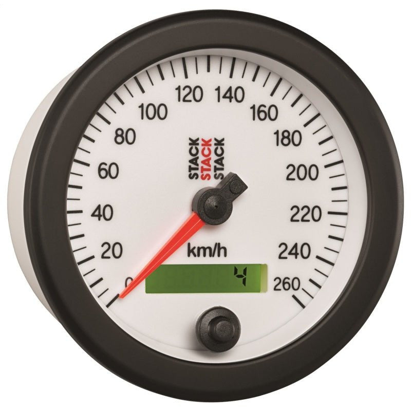 Autometer Stack Instruments 88MM 0-260 KM/H Programmable Speedometer - White AutoMeter Gauges