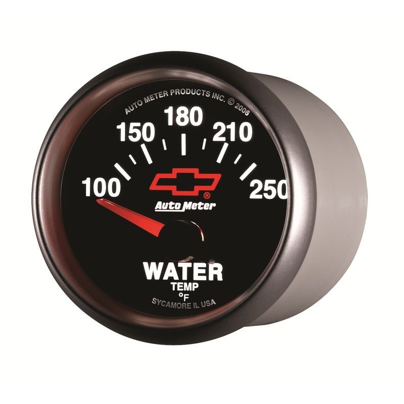 Autometer GM Bowtie Black 2-1/16in 100-250 F Pedestal Electronic Water Temp Gauge AutoMeter Gauges