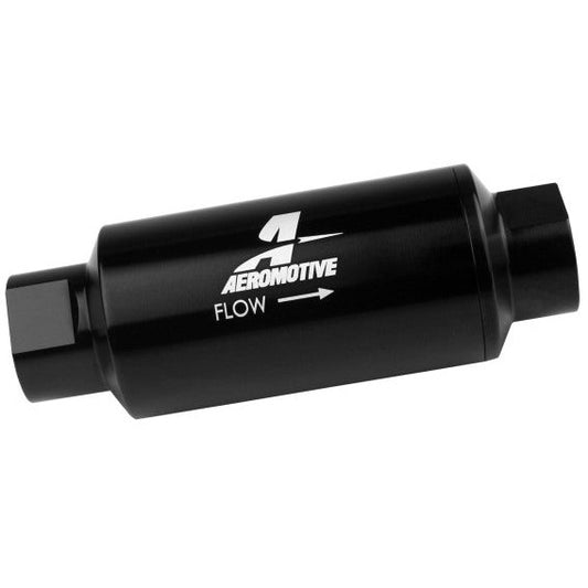 Aeromotive In-Line Fuel Filter 40-M Stainless Mesh Element ORB-10 Port (Bright-Dip Black) 2in. OD Aeromotive Fuel Filters