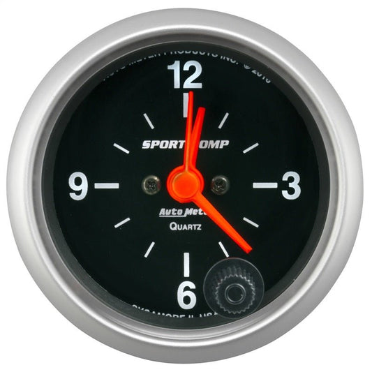 Autometer Sport-Comp 2-1/16in. 12 Hour Analog Clock Gauge AutoMeter Gauges