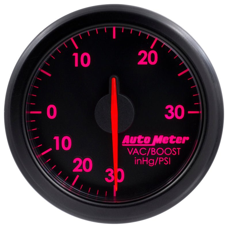 Autometer Airdrive 2-1/6in Boost/Vac Gauge 30in HG/30 PSI - Black AutoMeter Gauges